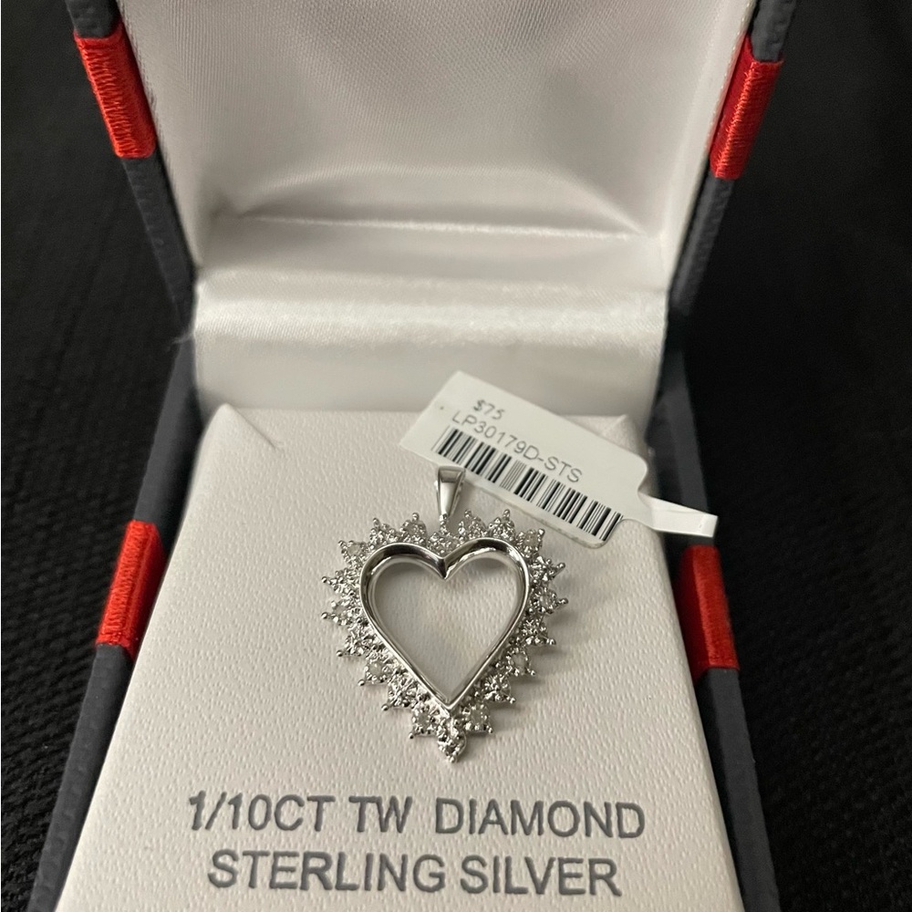 Sterling Silver Heart Diamond Pendant